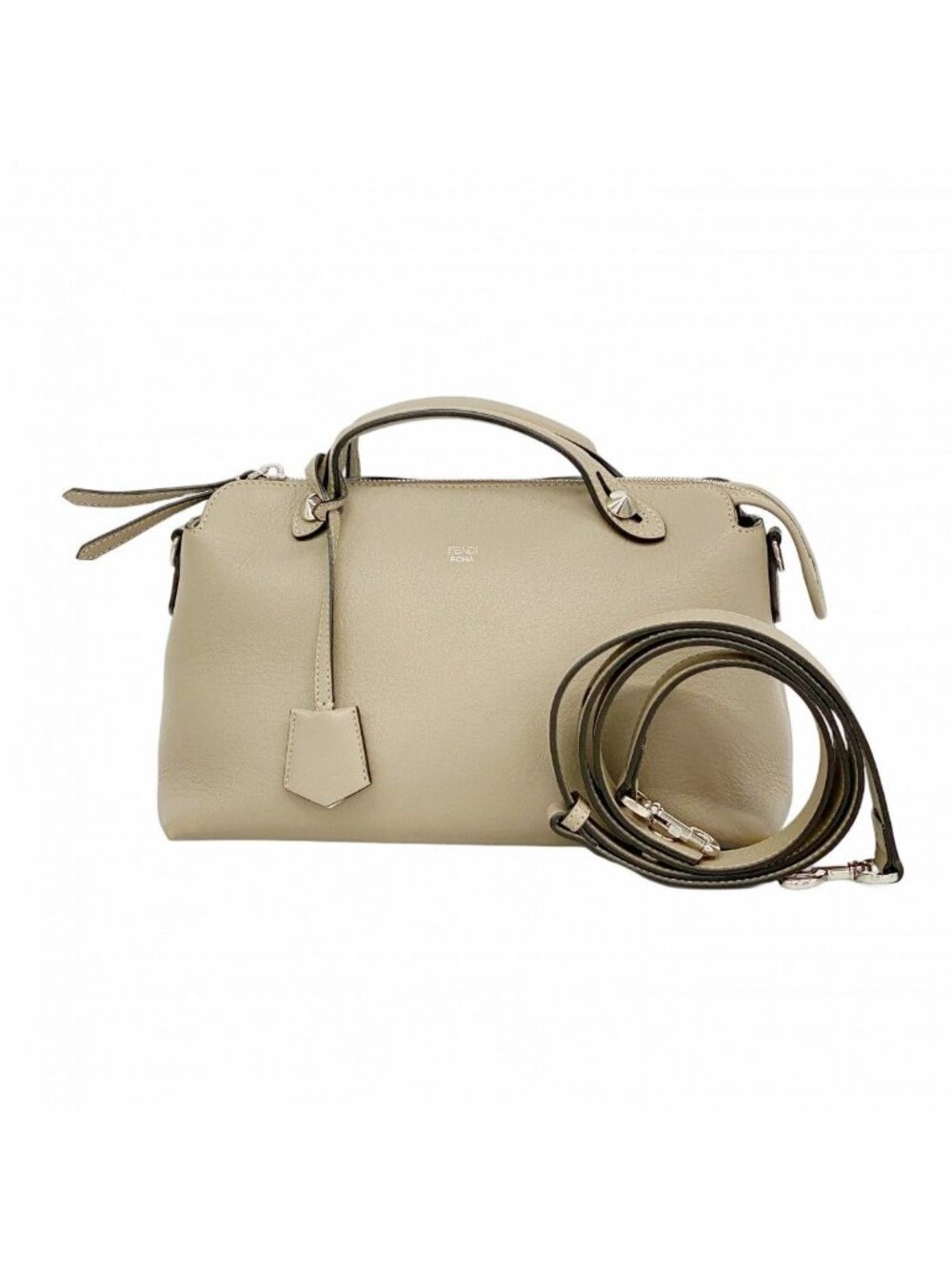 Fendi Handbag by the Way Leather Gray Ju Silver 2-Way